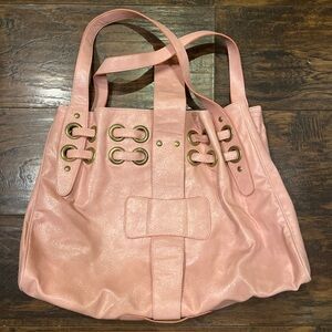 Jimmy Choo Classic Pink with Gold Hardare RARE Ramona Double Strap Shoulder Bag